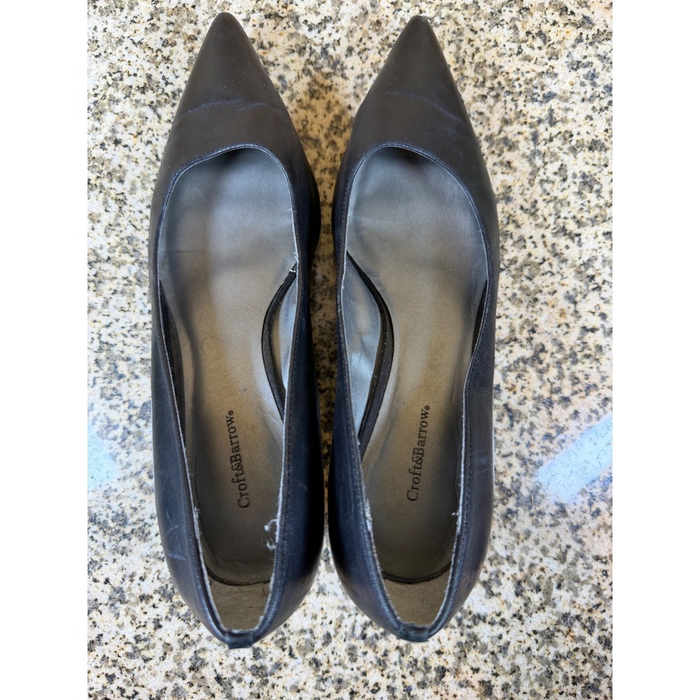 Croft & Barrow Womens Dawn Black Genuine Leather Pointed Toe Heel Pumps 7.5 - Picture 5 of 7